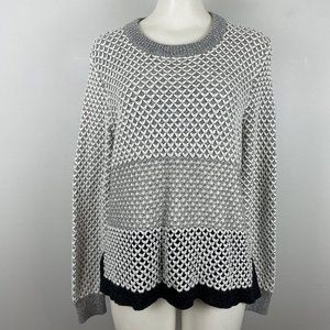 Madewell Geo-Block Pullover Sweater Textured Gray Women's Size Large